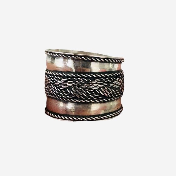 Sterling Silver Wide Band Bali Ring - Picture 5 of 6